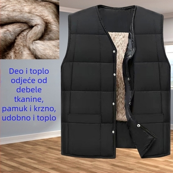 Muška vesta od poliestera s fleksi podstavom, minimalističkog dizajna, ravni kroj, s jednom redom gumbi, bez kapuljače, 100% poliester