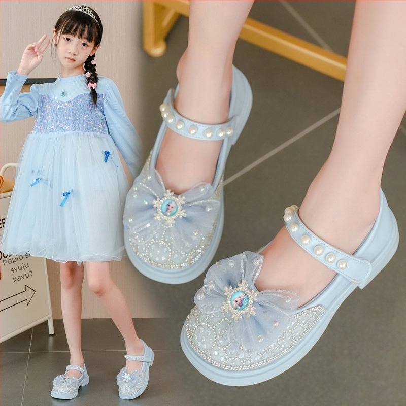 Dječje kristalne cipele u stilu princeze – Velcro kopčanje, gornji dio: sintetička koža, đon: TPR, niski kroj, proljeće i jesen