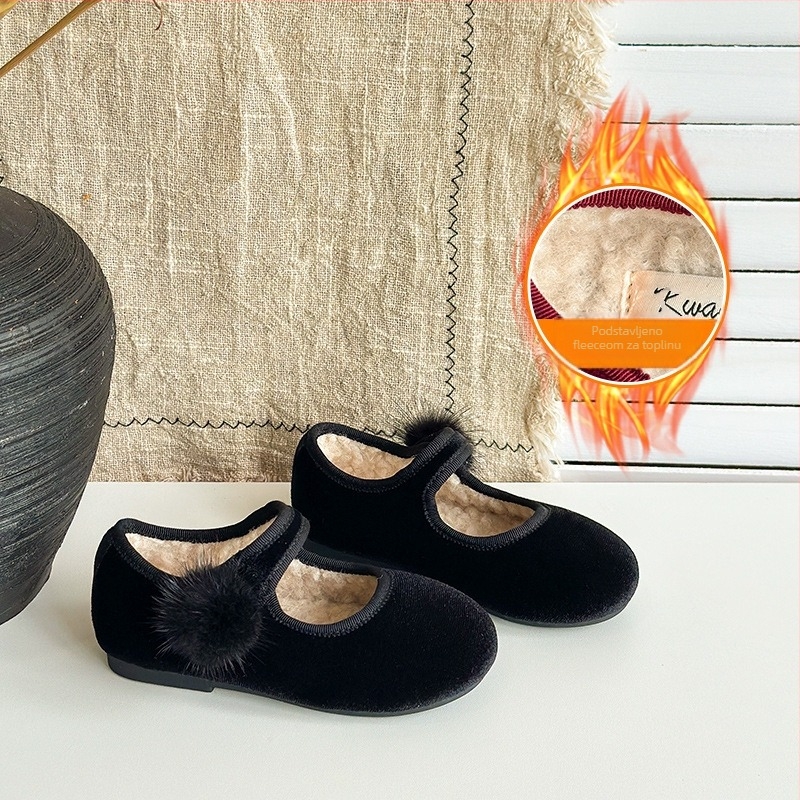 Dječje cipele od velura s Velcro zatvaračem, niski gornji dio, gumeni potplat, protuklizne i toplo zimu