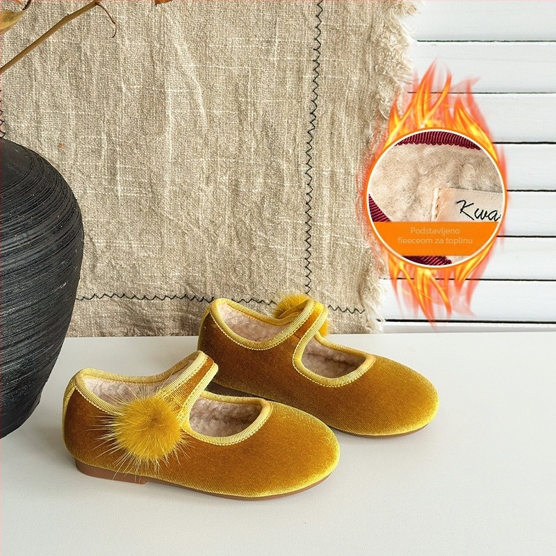 Dječje cipele od velura s Velcro zatvaračem, niski gornji dio, gumeni potplat, protuklizne i toplo zimu