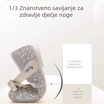 Dječje cipele s kristalnom mašnicom, kvadratni nos, Velcro zatvaranje, EVA uložak, za djecu 4–16 godina, jesen 2025