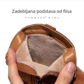 Dječje djevojačke debeli pamuk zimske čizme za snijeg s toplom podstavom, Birkenstock-stil kožne čizme