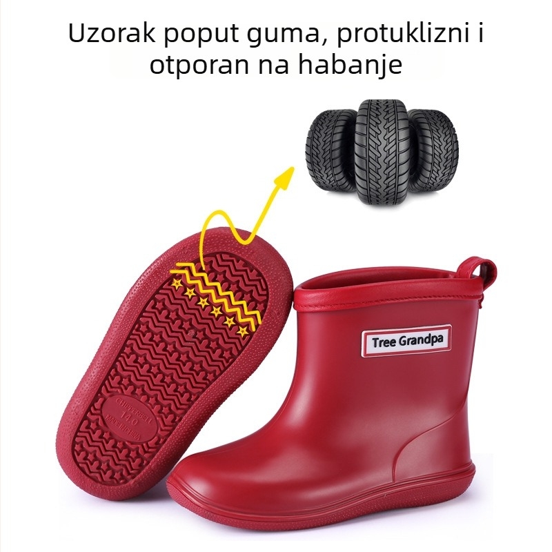 Dječje čizme za kišu, PVC gornji dio, srednje visine, za sve sezone, neutralne za dječake i djevojčice.