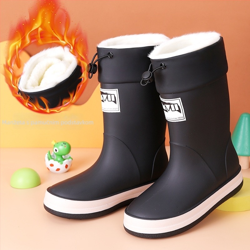 Dječje kišne čizme u korejsko–japanskom stilu, protuklizne, izdržljive i moderne, gumene čizme s podstavom od flisa
