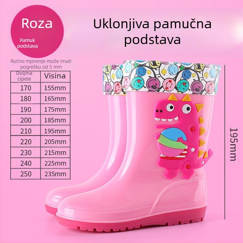 Dječje čizme za kišu s crtežem, protivklizne, vodootporne, srednje visine, za dječake i djevojčice