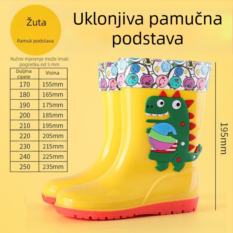 Dječje čizme za kišu s crtežem, protivklizne, vodootporne, srednje visine, za dječake i djevojčice