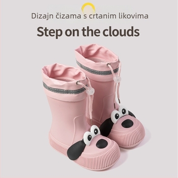 Dječje čizme za kišu s crtanim štenčetom, unisex, vodootporne PVC, flis podstava, mekana potplata