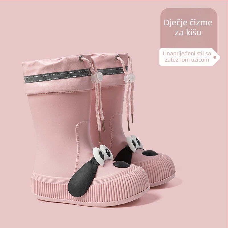 Dječje čizme za kišu s crtanim štenčetom, unisex, vodootporne PVC, flis podstava, mekana potplata