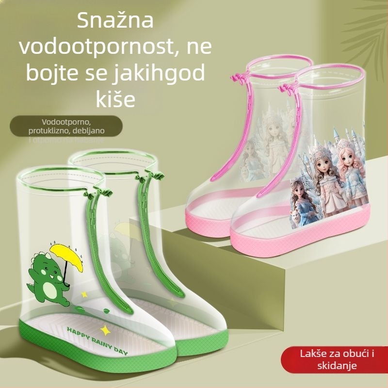 Dječje kišne čizme s PVC gornjim dijelom, niski tubus, ravna peta, srednja debljina, za djecu 1–3 godine