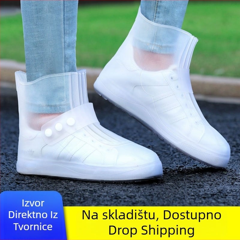 Unisex PVC čizme za kišu, Love the Rain, vodootporne, debeli đon, otporne, tople i prozračne, srednja visina štita, okrugla prst, ravna potpetica