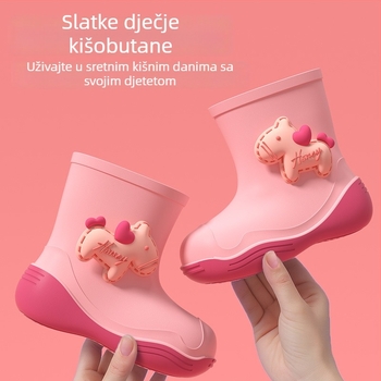 Dječje PVC čizme za kišu s karikaturskim uzorkom, sve sezone, s uklonjivom podstavom, unisex, za uzrast 1–12 godina