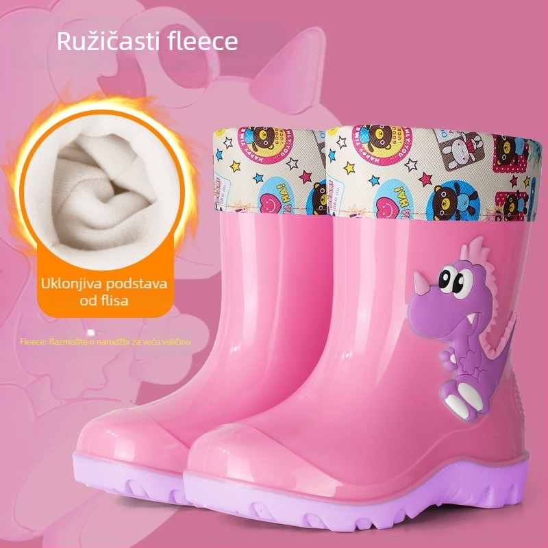 Dječji set gumiranih čizama za kišu s dinosaurskim uzorkom, PVC gornji dio, protuklizna podstava, za sve sezone, unisex