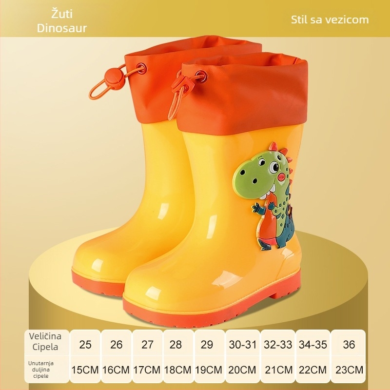 Dječje kišne čizme s vezanjem na vrhu, otporne na klizanje i habanje, unisex, s fleec podstavom, za vanjsku upotrebu