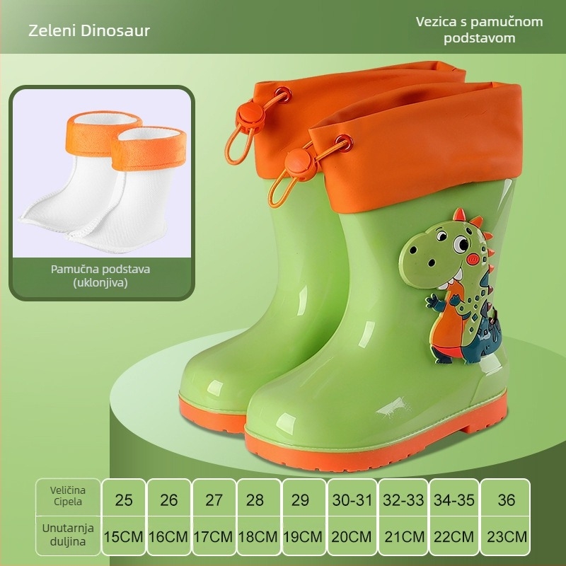 Dječje kišne čizme s vezanjem na vrhu, otporne na klizanje i habanje, unisex, s fleec podstavom, za vanjsku upotrebu