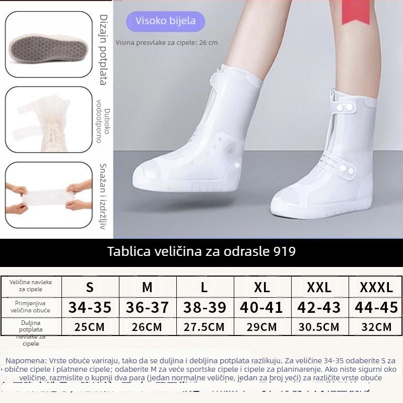 Vodootporne navlake za cipele za muškarce, žene i djecu; visoki otvor, debeli, protuklizni i otporni na habanje za kišne čizme.