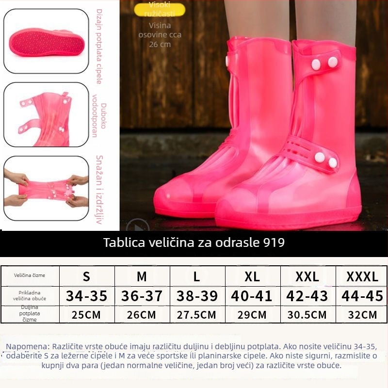 Vodootporne navlake za cipele za muškarce, žene i djecu; visoki otvor, debeli, protuklizni i otporni na habanje za kišne čizme.
