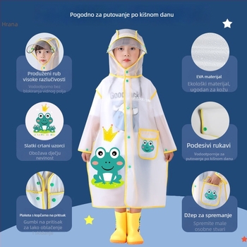 Dječje kišno pončo za osnovnoškolce, debeli i izdržljivi, otporni na kišu, za veće ruksake, unisex, novi model 2025
