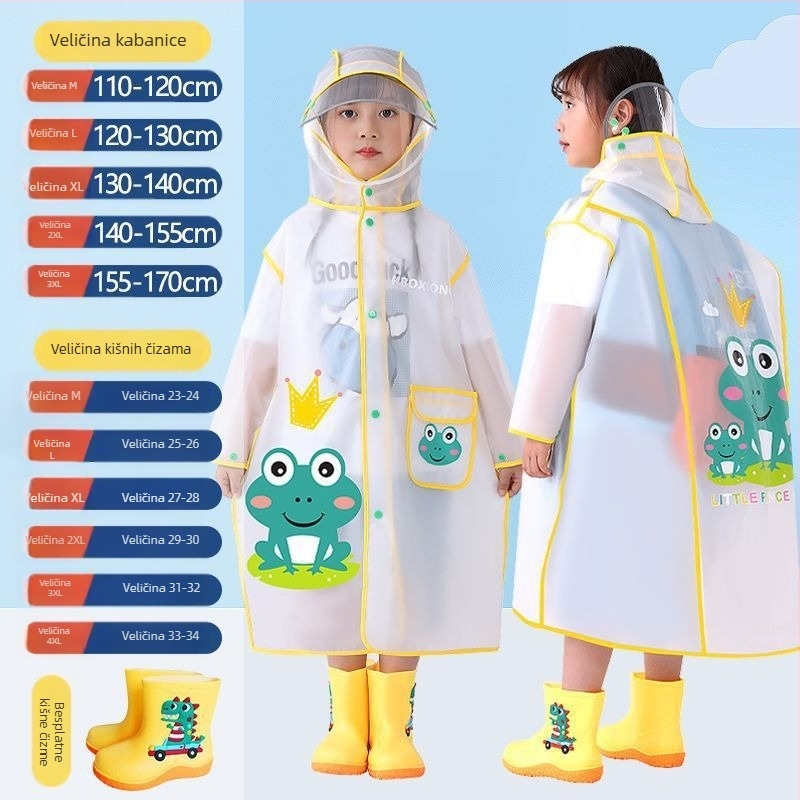 Dječje kišno pončo za osnovnoškolce, debeli i izdržljivi, otporni na kišu, za veće ruksake, unisex, novi model 2025