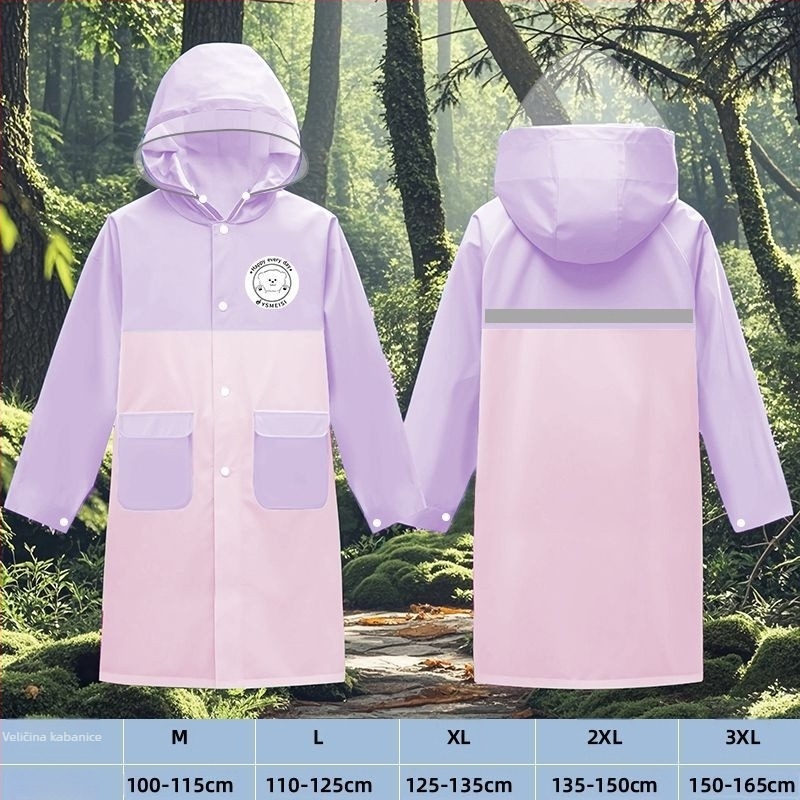 Dječje kišno pončo za osnovnoškolce, debeli i izdržljivi, otporni na kišu, za veće ruksake, unisex, novi model 2025