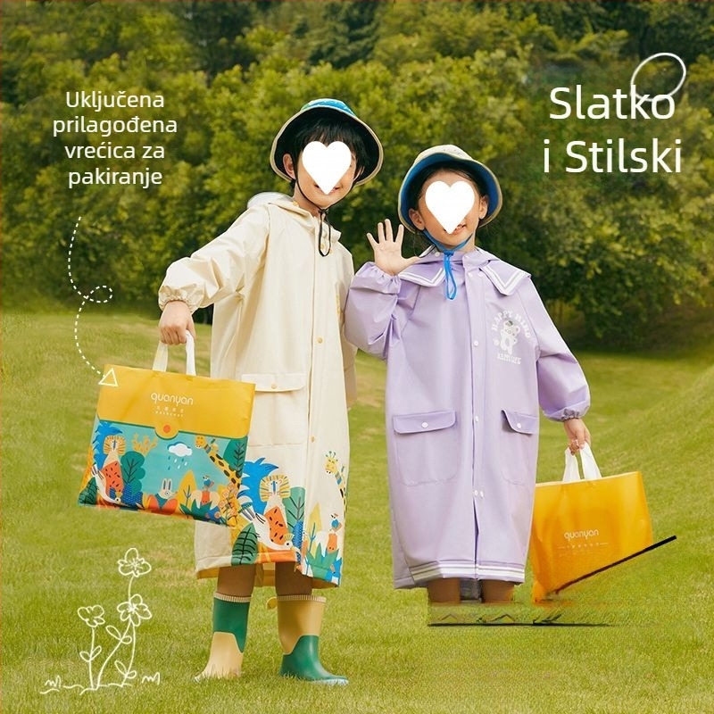 Dječji kišni pončo za školu, s džepom za ruksak, sladak dizajn