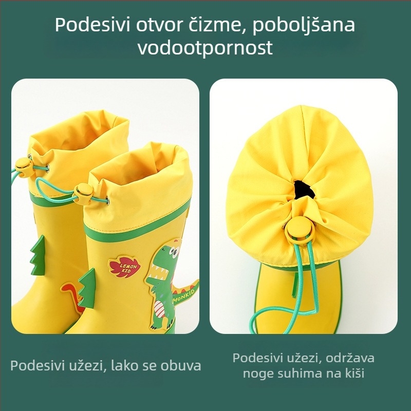 Lemonkid dječje gumene čizme za kišu s crtanim uzorkom, vodootporne, protuklizne, srednje visine, za djecu 7–12 godina