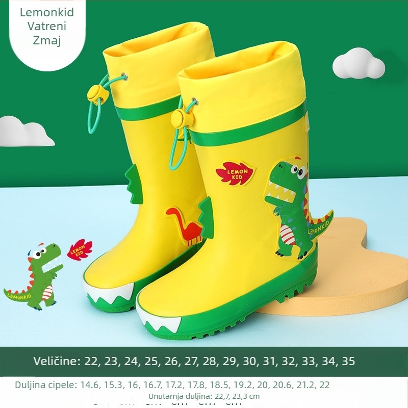 Lemonkid dječje gumene čizme za kišu s crtanim uzorkom, vodootporne, protuklizne, srednje visine, za djecu 7–12 godina