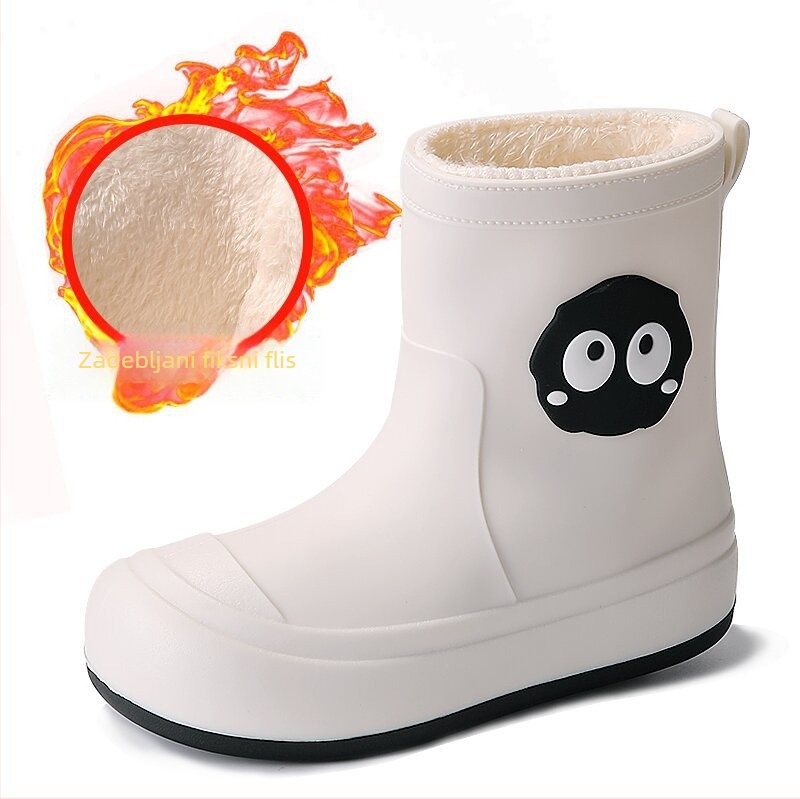 Ženske kišne čizme u japanskom stilu, srednje visoke, protuklizna podloga, debeli potplat, podstavljena fleece, kratke kišne čizme.