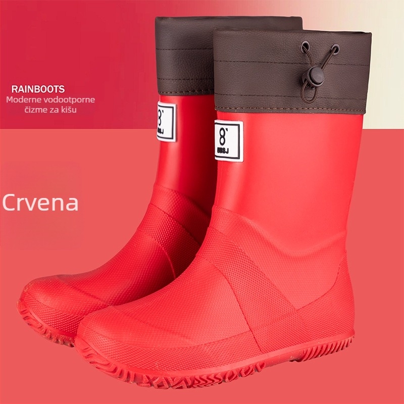 Dječje čizme za kišu, unisex, PVC gornji dio, srednja visina cijevi, ravna peta, četiri sezone, za uzrast 13–16 godina