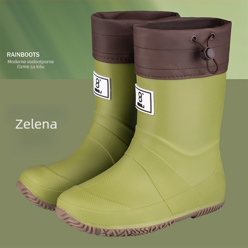Dječje čizme za kišu, unisex, PVC gornji dio, srednja visina cijevi, ravna peta, četiri sezone, za uzrast 13–16 godina