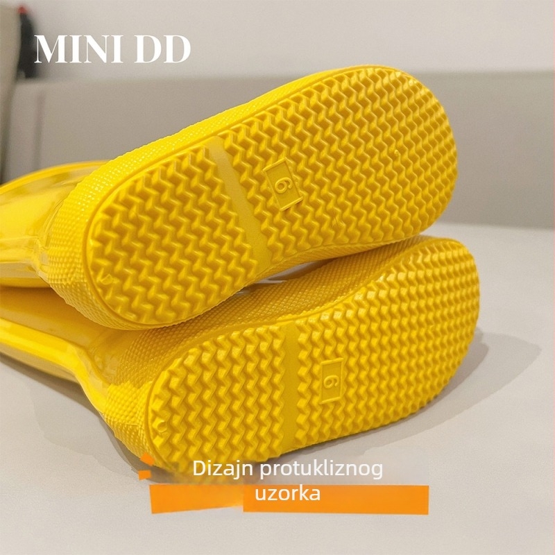 MINI DD Dječje čizme za kišu za djevojčice, stil princeze, srednje visoke, protuklizne, žute