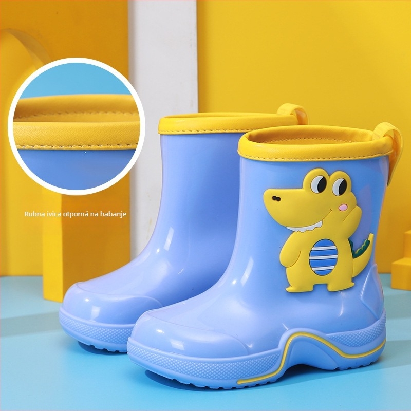 Dječje kišne čizme s karikaturnim uzorkom, protuklizna đon, niski pet (1–3 cm), niski dio visine, PVC gornji dio