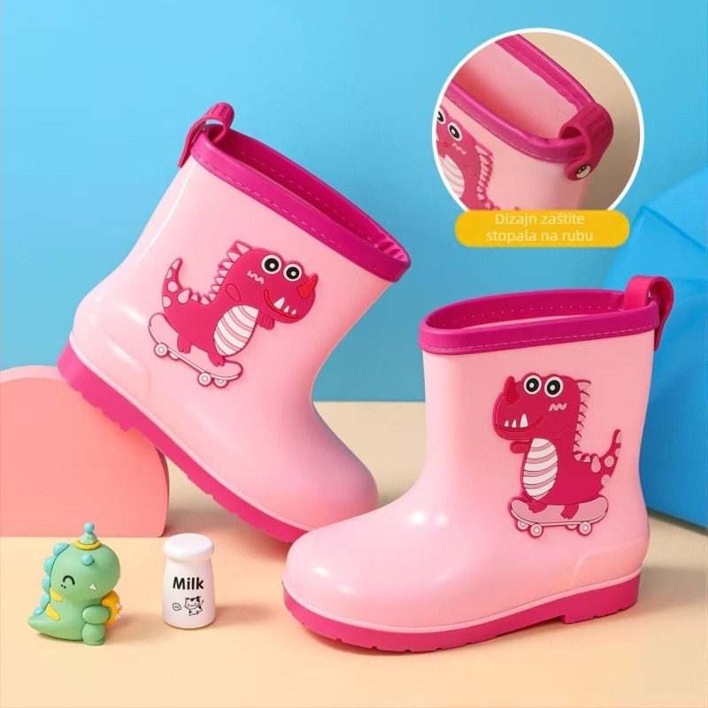 Dječje kišne čizme s karikaturnim uzorkom, protuklizna đon, niski pet (1–3 cm), niski dio visine, PVC gornji dio
