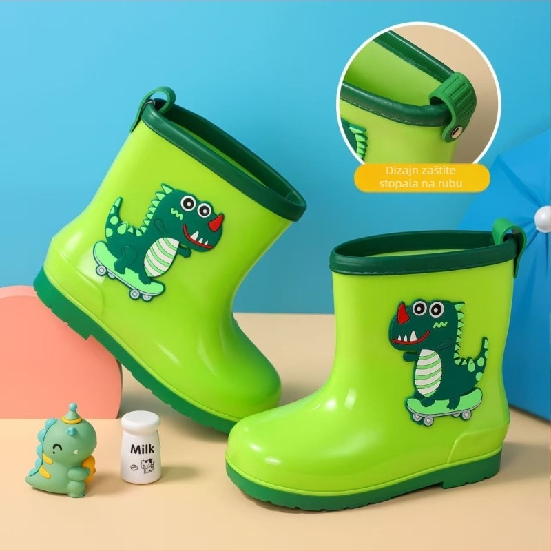 Dječje kišne čizme s karikaturnim uzorkom, protuklizna đon, niski pet (1–3 cm), niski dio visine, PVC gornji dio