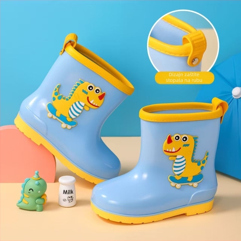Dječje kišne čizme s karikaturnim uzorkom, protuklizna đon, niski pet (1–3 cm), niski dio visine, PVC gornji dio