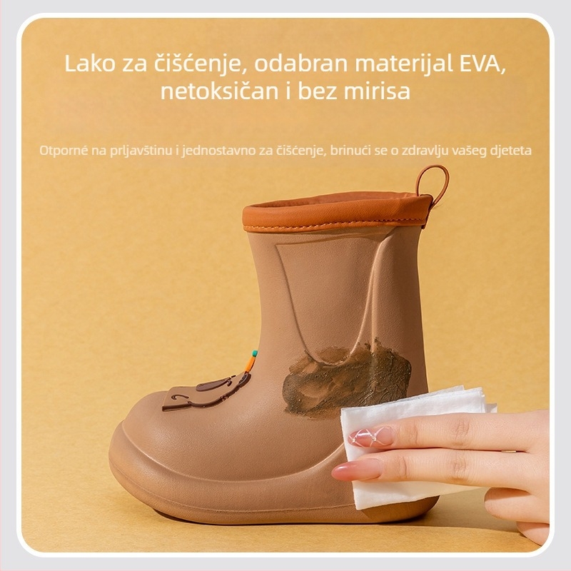 Kapibara dječje kišne čizme, unisex, EVA gornji dio, protuklizna mekana potplat, niski pet 1–3 cm, srednja visina cijevi, za dob 1–12 godina