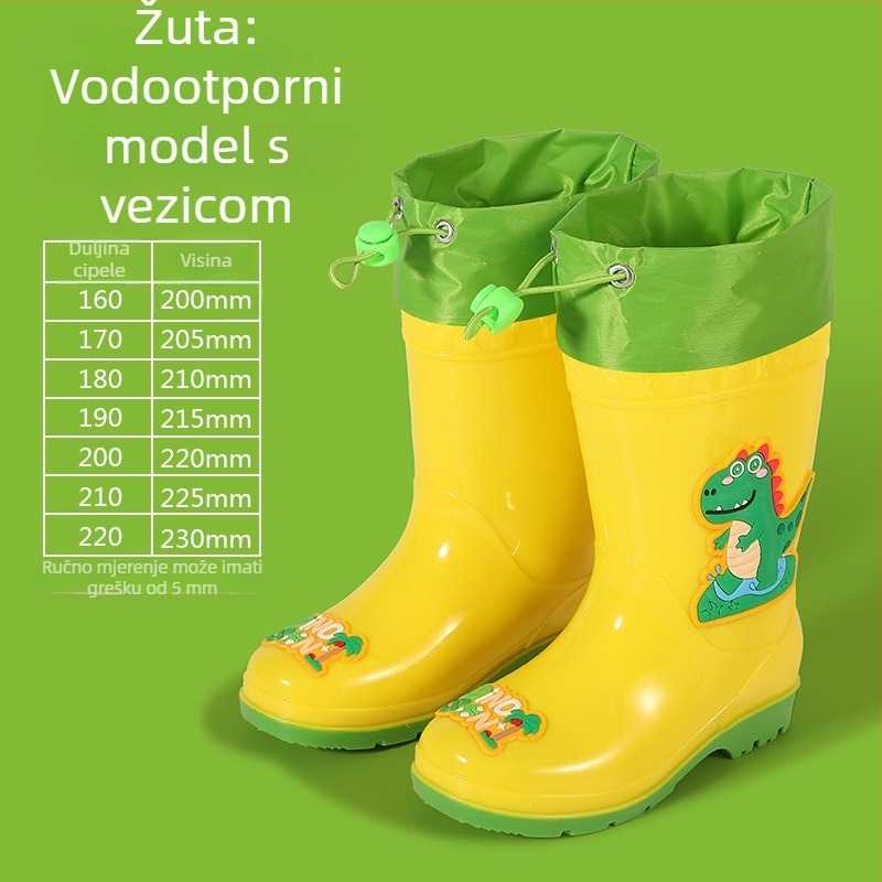 Dječje čizme za kišu s karikaturnim uzorkom, lagane od PVC-a, fleece podstava, odvojiva vodootporna gornja, protuklizne, uzrast 1–6 godina.