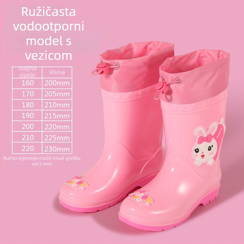 Dječje čizme za kišu s karikaturnim uzorkom, lagane od PVC-a, fleece podstava, odvojiva vodootporna gornja, protuklizne, uzrast 1–6 godina.