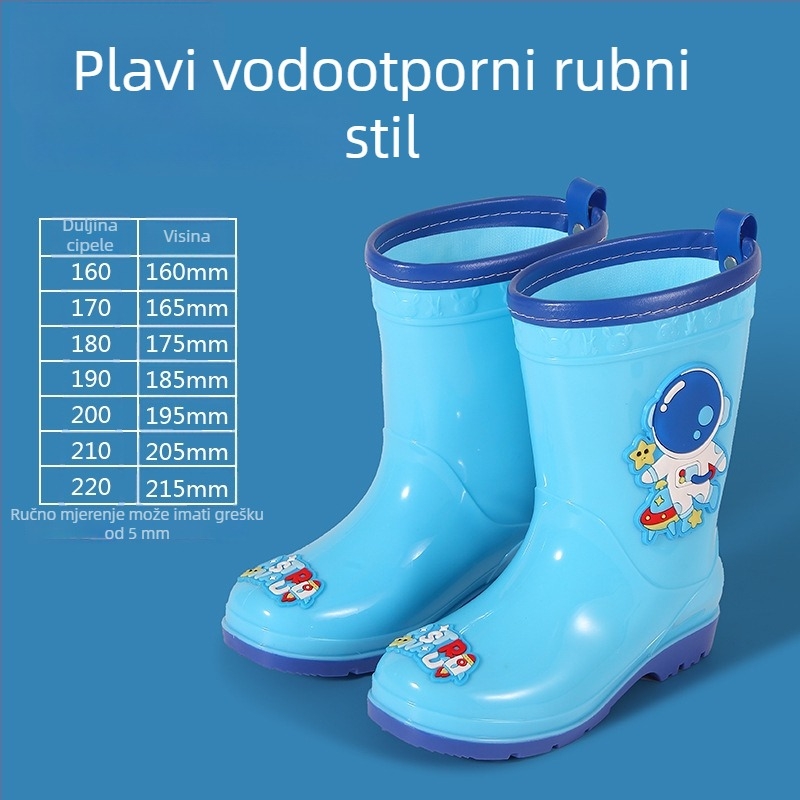 Dječje čizme za kišu s karikaturnim uzorkom, lagane od PVC-a, fleece podstava, odvojiva vodootporna gornja, protuklizne, uzrast 1–6 godina.