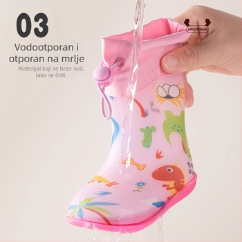Dječje čizme za kišu s karikaturnim printom, vodootporne, srednje dužine potkoljenice