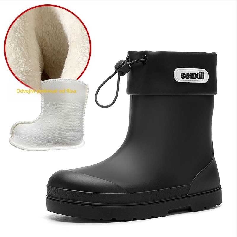 Dječje gumene čizme za kišu – Unisex, crtani stil, PVC gornji dio, niski šev, ravna peta