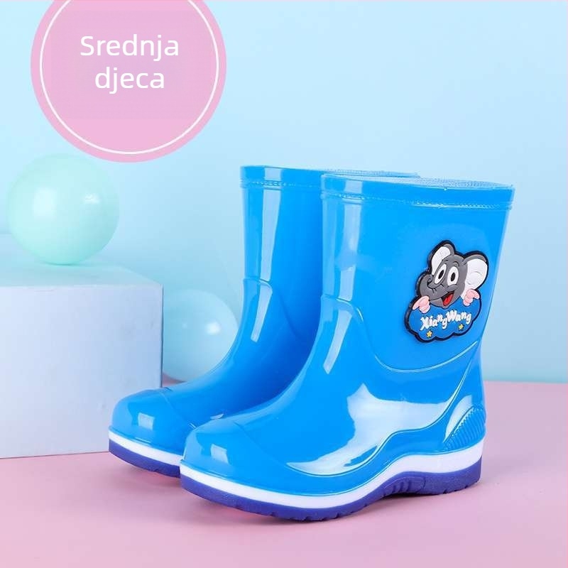 Dječje kišne čizme s fleece podstavom, PVC gornji dio, protuklizna potplata, za dob 7–12 godina