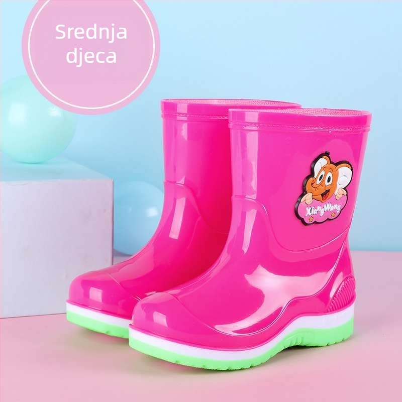 Dječje kišne čizme s fleece podstavom, PVC gornji dio, protuklizna potplata, za dob 7–12 godina