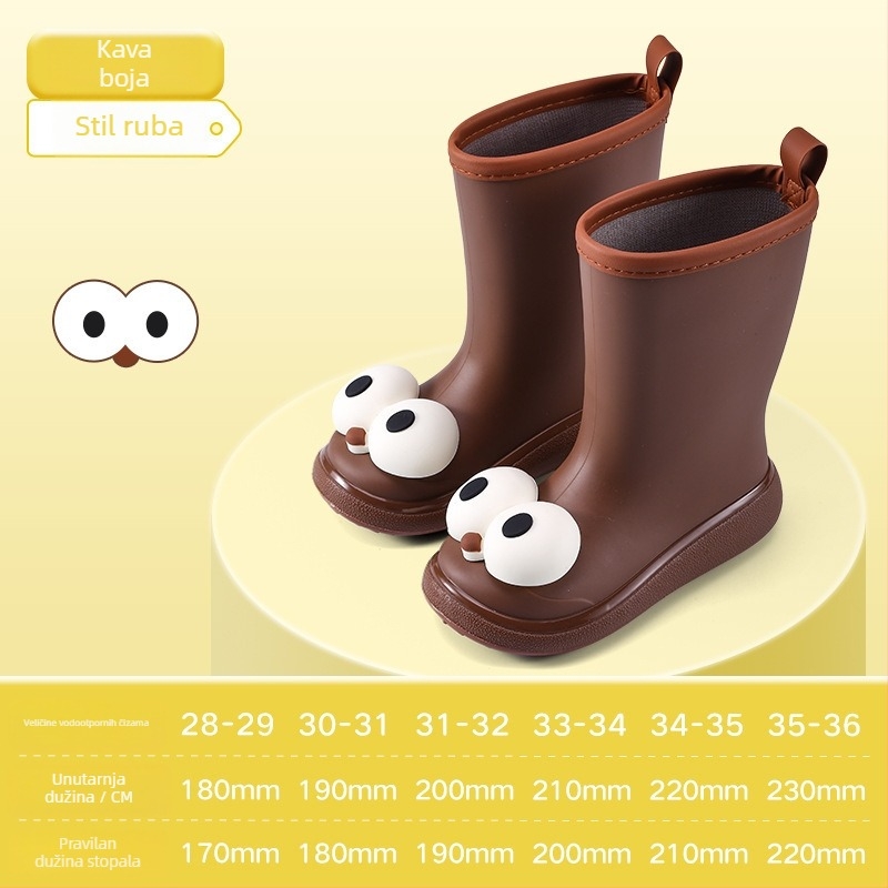 Dječje kišne čizme, gornji dio od PVC-a, srednje visine do potkoljenice, cartoon uzorak, unisex
