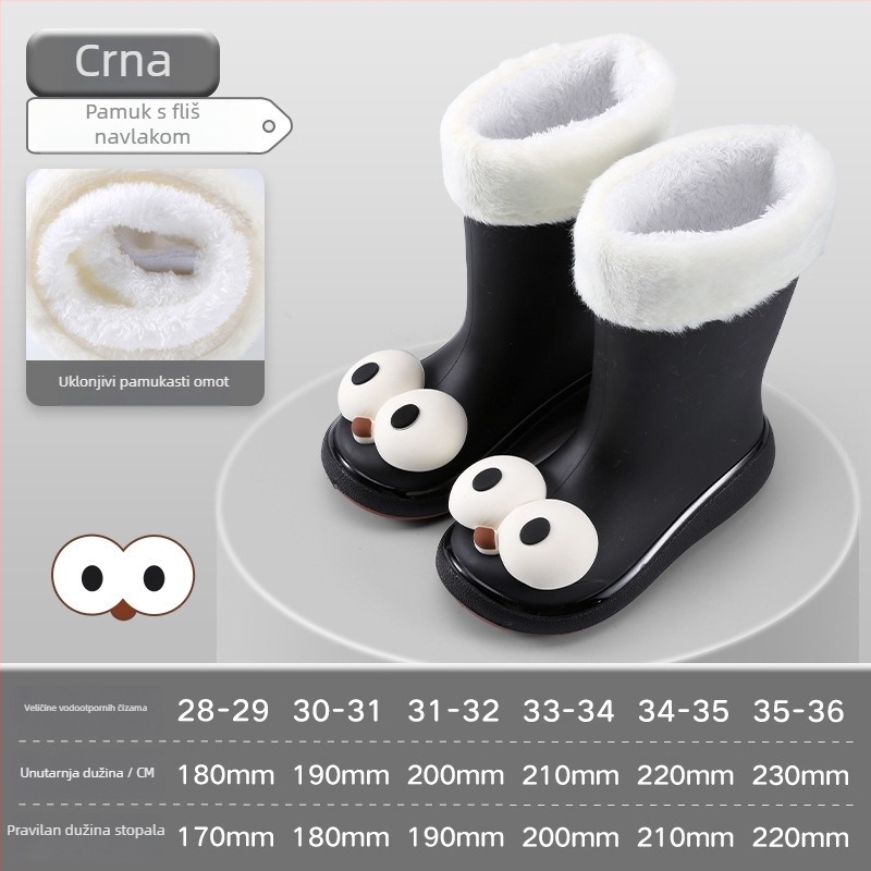 Dječje kišne čizme, gornji dio od PVC-a, srednje visine do potkoljenice, cartoon uzorak, unisex