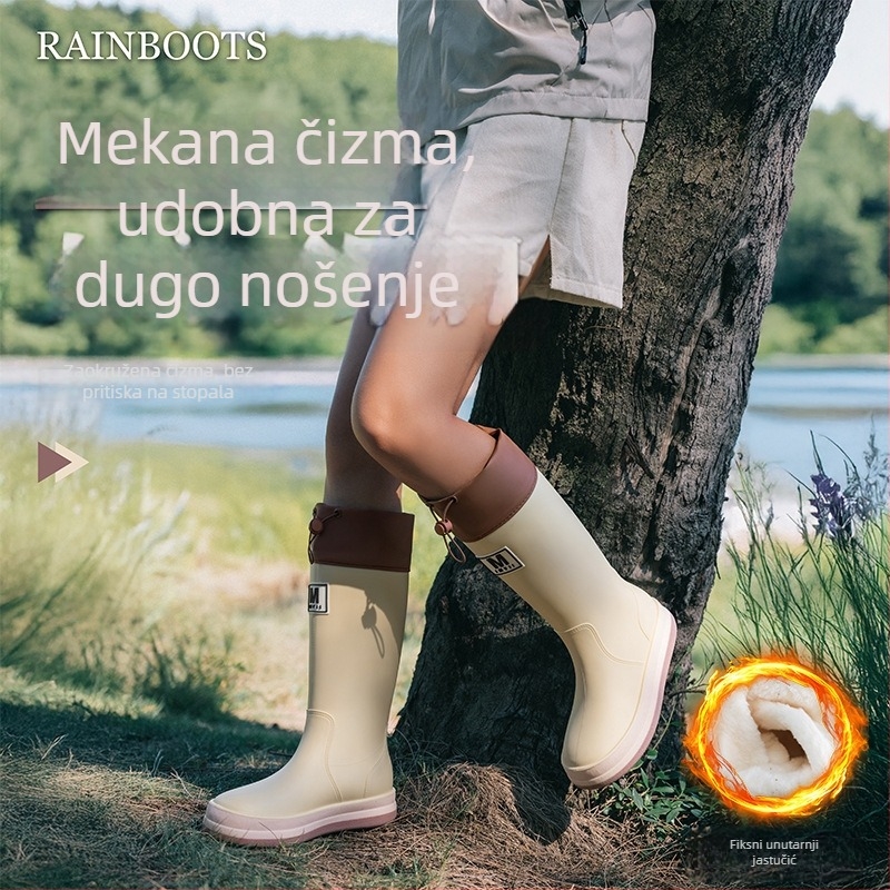 Kišne čizme za odrasle, gornji dio od PVC-a, srednja visina čizme, ravna potplata, vodootporne