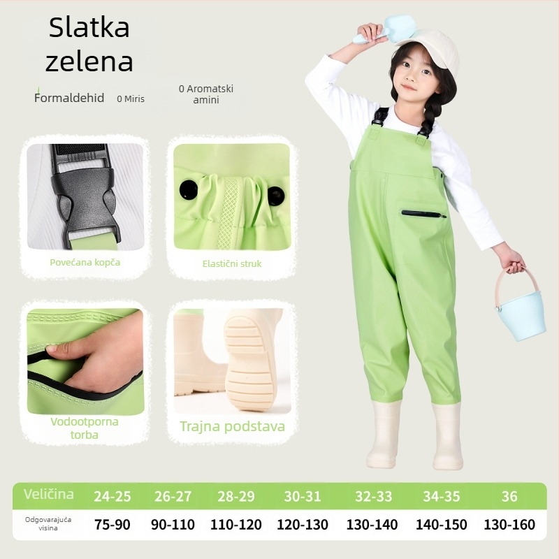 Dječje vodootporne hlače za aktivnosti na vodi - PVC tkanina, prozračan, otporne na habanje, unisex, za sve sezone