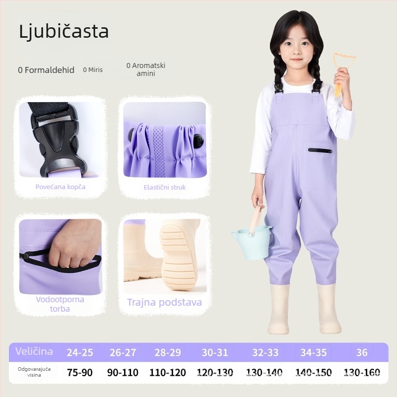 Dječje vodootporne hlače za aktivnosti na vodi - PVC tkanina, prozračan, otporne na habanje, unisex, za sve sezone