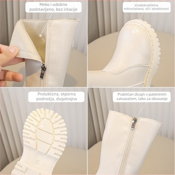 Djevojčice do koljena čizme, gornji materijal od umjetne kože, gumena potplat, flis podstava, bočni zip, stil princeze