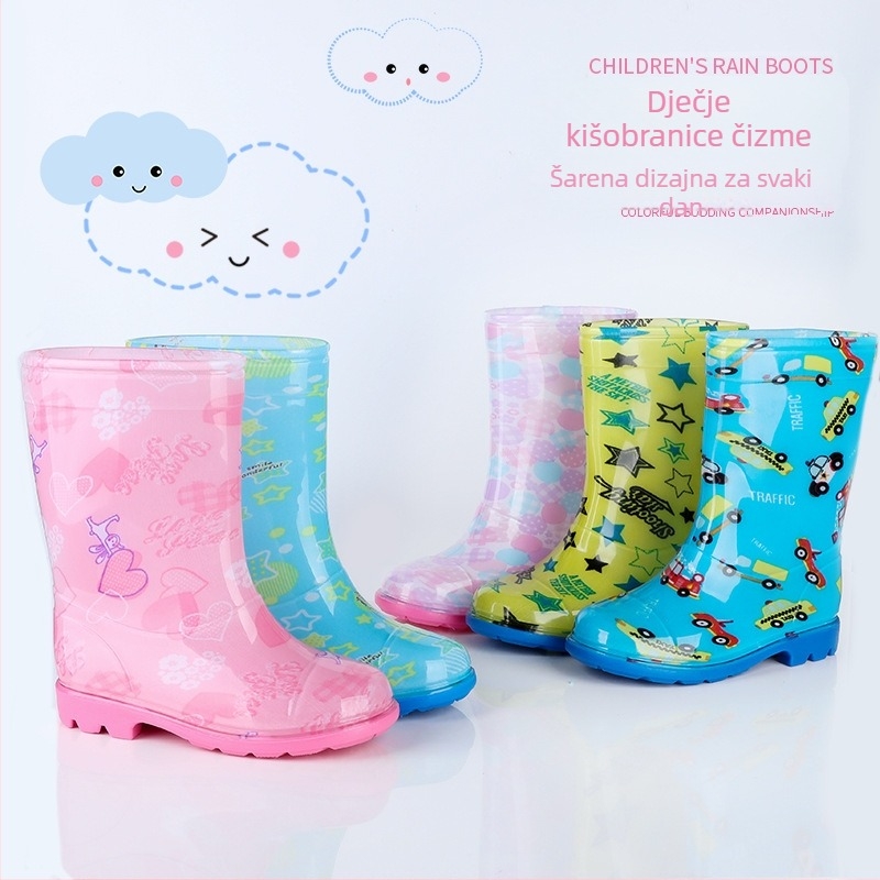 Dječje kišne čizme – vodootporne, protuklizne, tople, PVC gornji dio i potplat, prugasti uzorak
