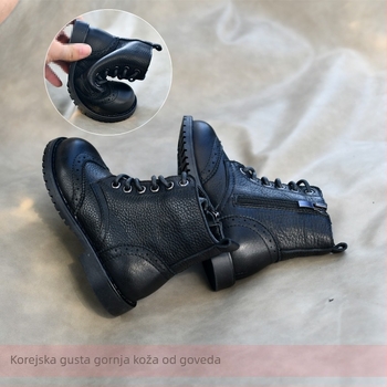 Martin čizme za djevojčice | koža krava, bočni zatvarač, gumeni potplat, srednja visina